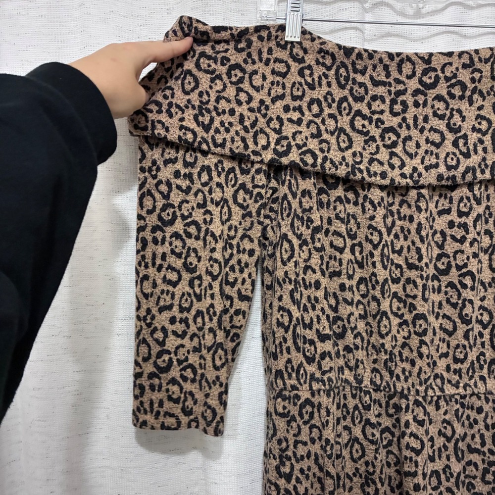 Lane Bryant Leopard Print Off Shoulder Midi Dress Brown Black Plus Size 18